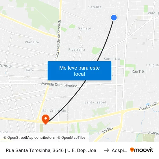 Rua Santa Teresinha, 3646 | U.E. Dep. Joaquim Gomes Calado to Aespi Fapi map