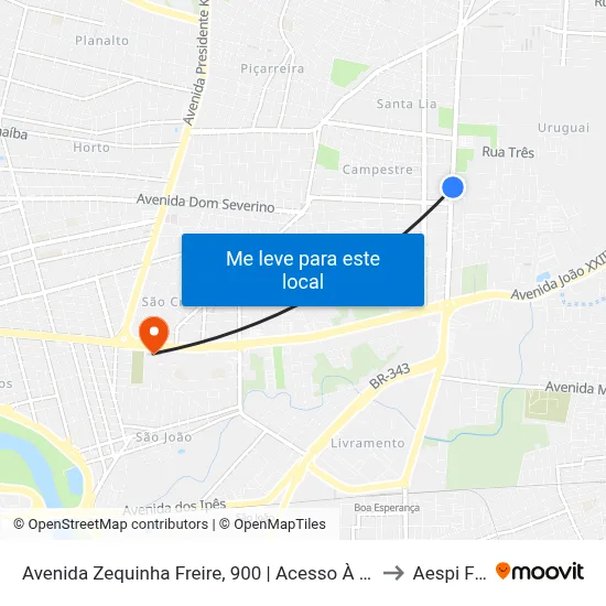 Avenida Zequinha Freire, 900 | Acesso À Novafapi to Aespi Fapi map