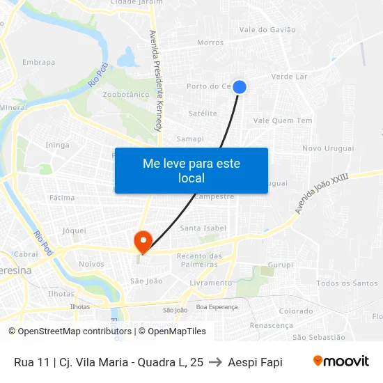Rua 11 | Cj. Vila Maria - Quadra L, 25 to Aespi Fapi map