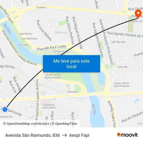 Avenida São Raimundo, 836 to Aespi Fapi map