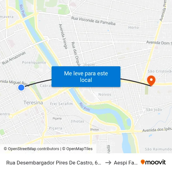 Rua Desembargador Pires De Castro, 698 to Aespi Fapi map
