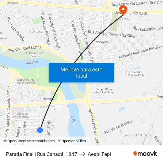Parada Final | Rua Canadá, 1847 to Aespi Fapi map