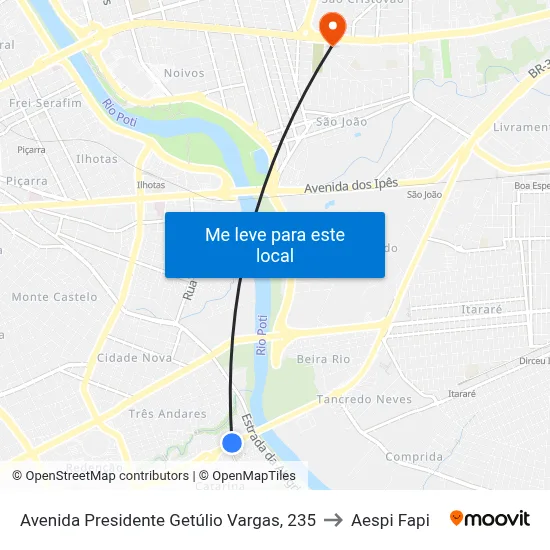 Avenida Presidente Getúlio Vargas, 235 to Aespi Fapi map