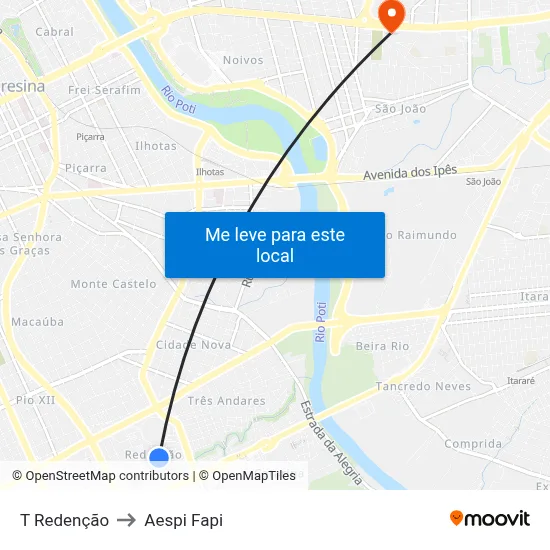 T Redenção to Aespi Fapi map