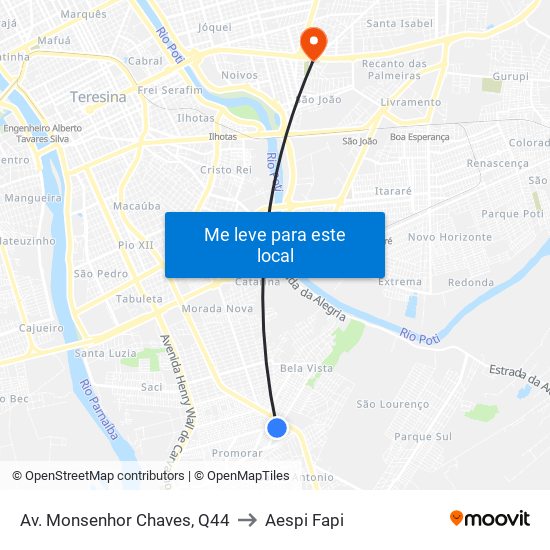 Av. Monsenhor Chaves, Q44 to Aespi Fapi map