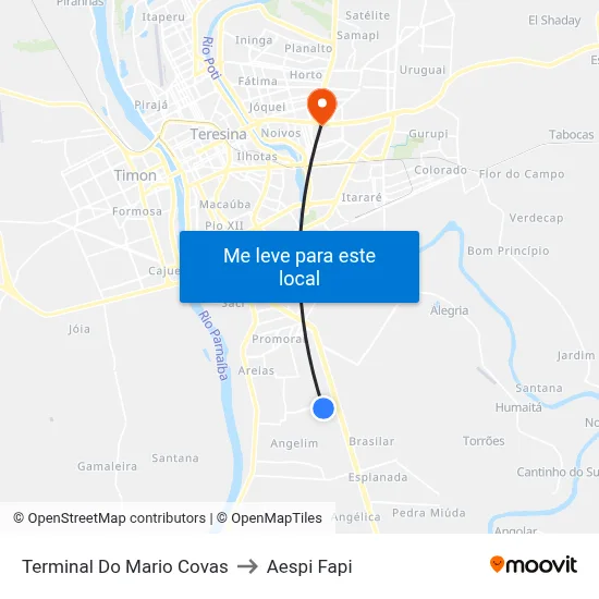 Terminal Do Mario Covas to Aespi Fapi map