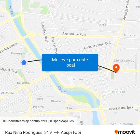 Rua Nina Rodrigues, 319 to Aespi Fapi map