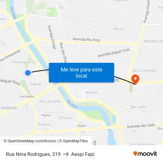 Rua Nina Rodrigues, 319 to Aespi Fapi map