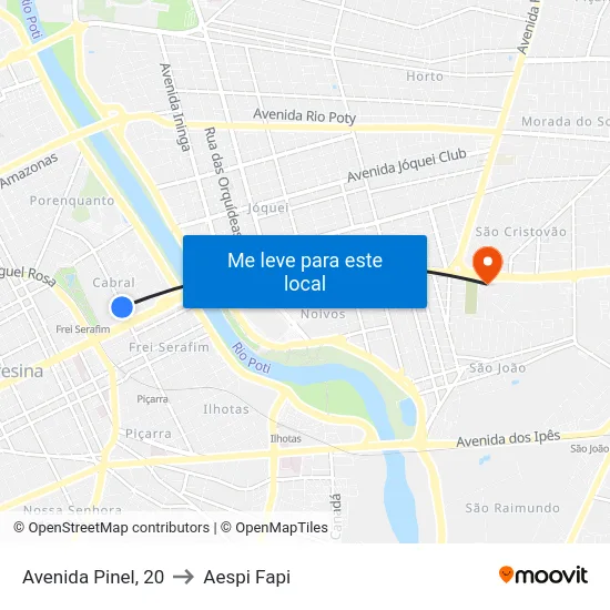 Avenida Pinel, 20 to Aespi Fapi map