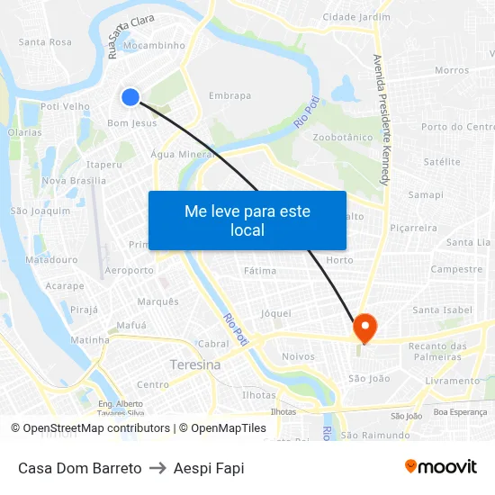 Casa Dom Barreto to Aespi Fapi map