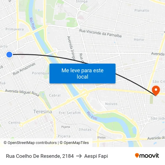 Rua Coelho De Resende, 2184 to Aespi Fapi map