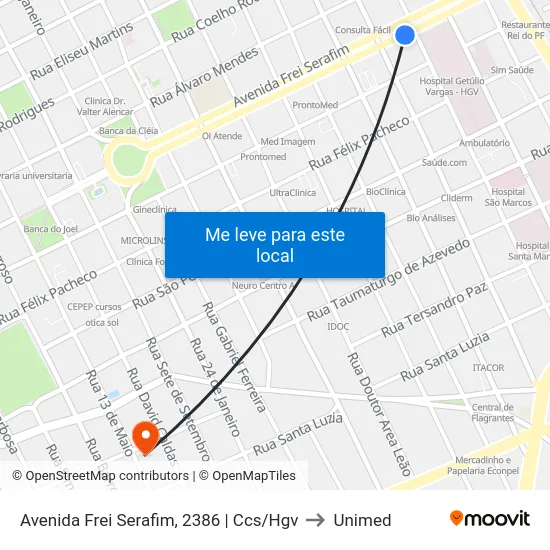 Avenida Frei Serafim, 2386 | Ccs/Hgv to Unimed map