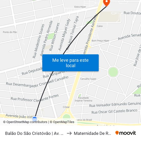 Balão Do São Cristóvão | Av. João XXIII - Sentido Bairro to Maternidade De Referência Estadual map