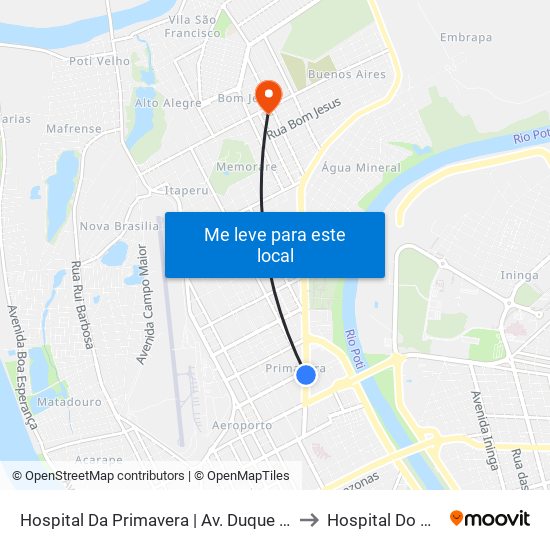 Hospital Da Primavera | Av. Duque De Caxias - Sentido Centro to Hospital Do Buenos Aires map