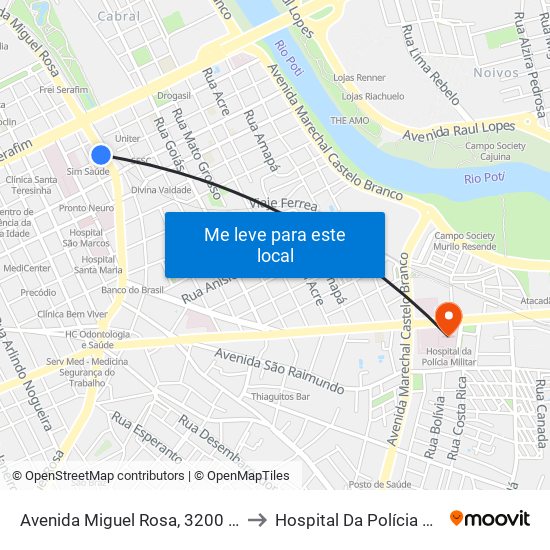 Avenida Miguel Rosa, 3200 | Cassi to Hospital Da Polícia Militar map