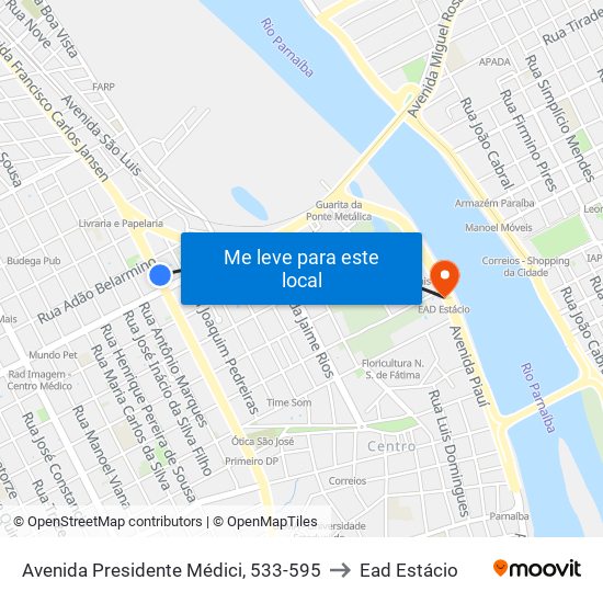 Avenida Presidente Médici, 533-595 to Ead Estácio map