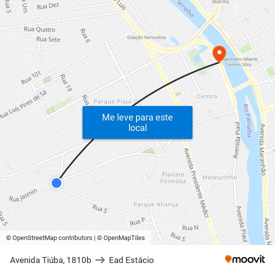 Avenida Tiúba, 1810b to Ead Estácio map