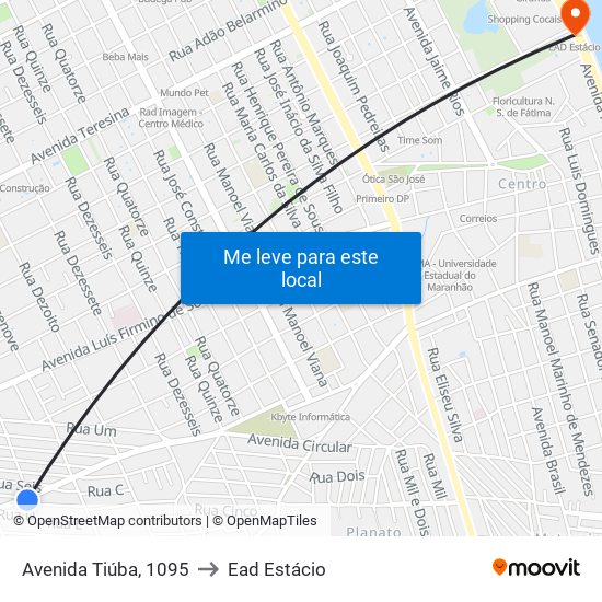 Avenida Tiúba, 1095 to Ead Estácio map