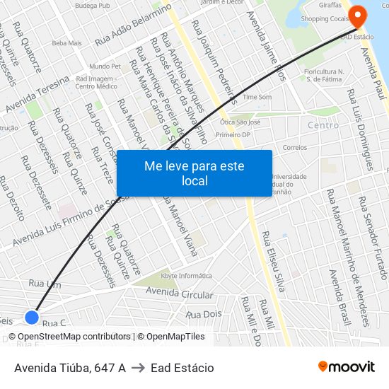 Avenida Tiúba, 647 A to Ead Estácio map