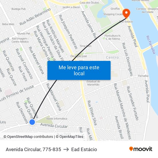 Avenida Circular, 775-835 to Ead Estácio map