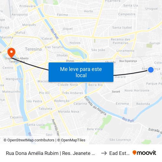 Rua Dona Amélia Rubim | Res. Jeanete Moraes Souza to Ead Estácio map
