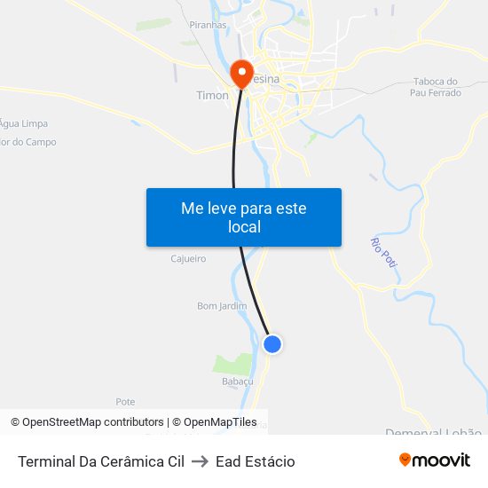 Terminal Da Cerâmica Cil to Ead Estácio map