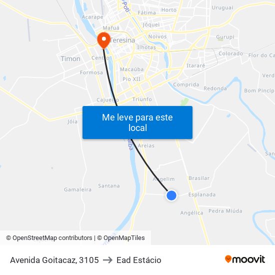 Avenida Goitacaz, 3105 to Ead Estácio map
