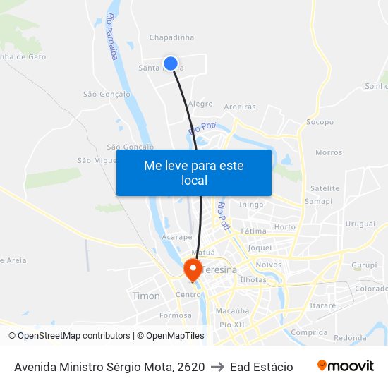 Avenida Ministro Sérgio Mota, 2620 to Ead Estácio map