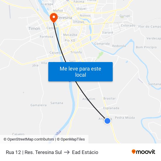 Rua 12 | Res. Teresina Sul to Ead Estácio map