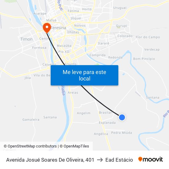 Avenida Josué Soares De Oliveira, 401 to Ead Estácio map