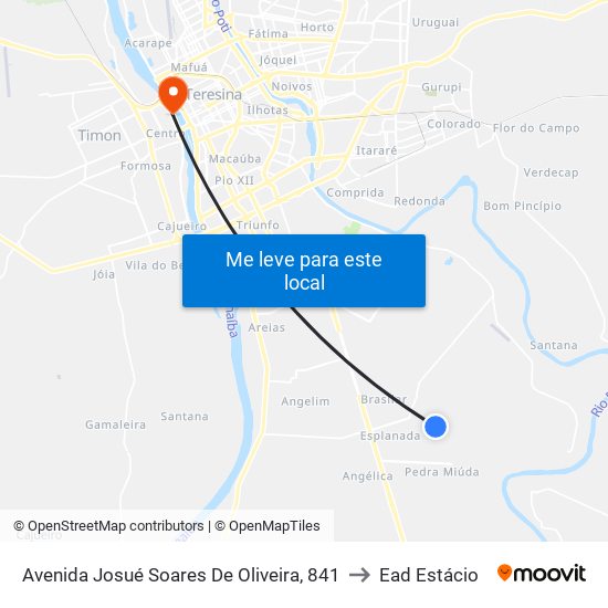 Avenida Josué Soares De Oliveira, 841 to Ead Estácio map