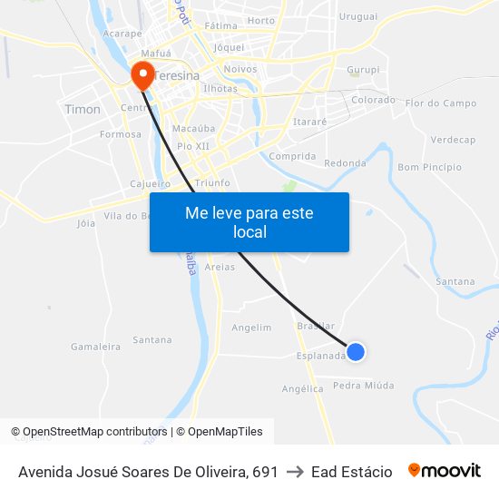 Avenida Josué Soares De Oliveira, 691 to Ead Estácio map