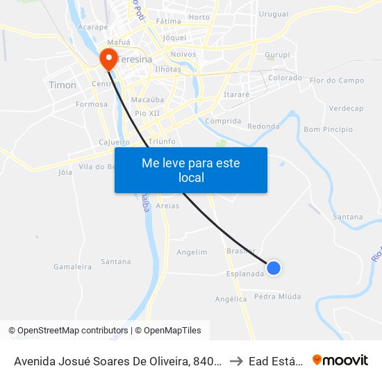 Avenida Josué Soares De Oliveira, 840-850 to Ead Estácio map