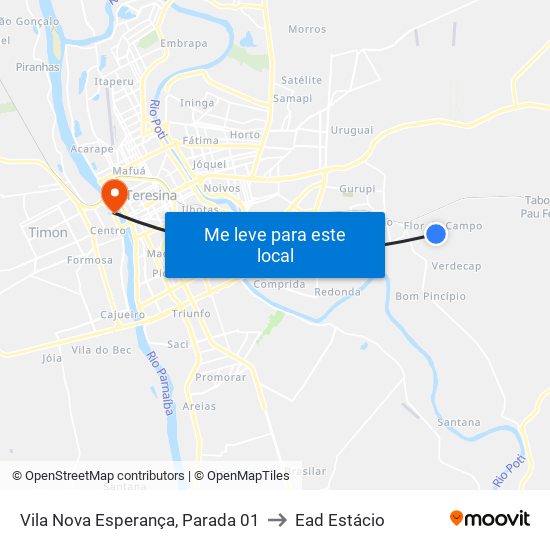 Vila Nova Esperança, Parada 01 to Ead Estácio map