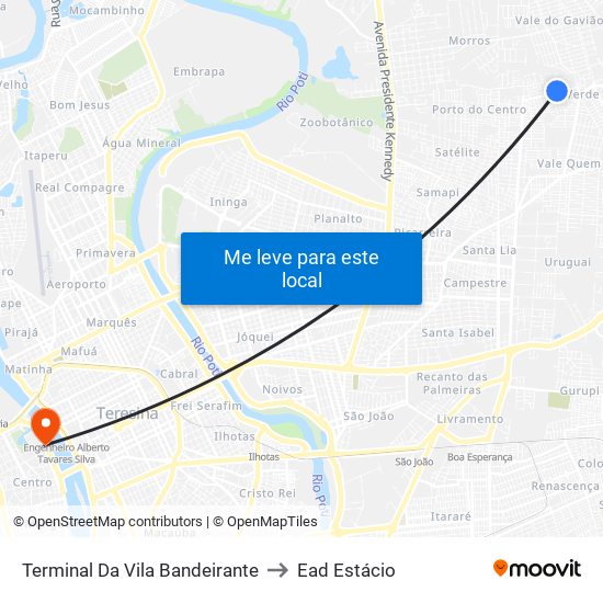 Terminal Da Vila Bandeirante to Ead Estácio map