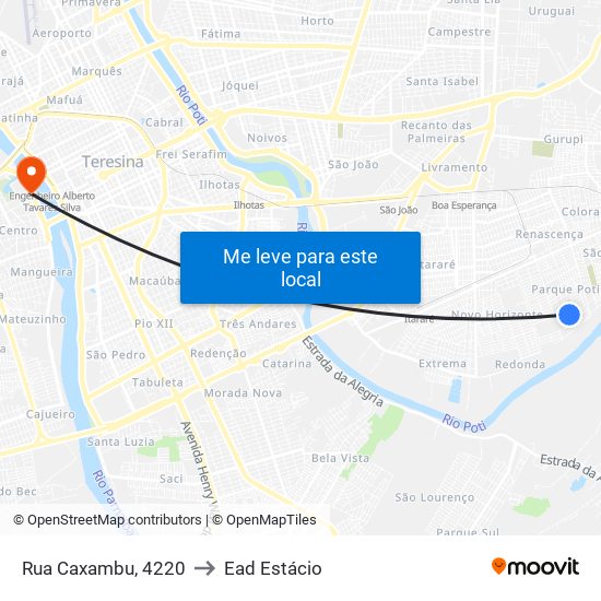 Rua Caxambu, 4220 to Ead Estácio map
