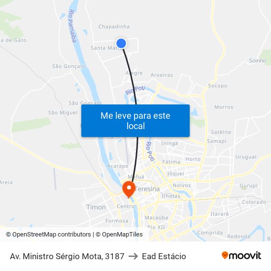 Av. Ministro Sérgio Mota, 3187 to Ead Estácio map