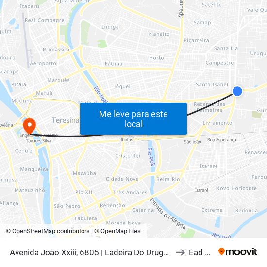 Avenida João Xxiii, 6805 | Ladeira Do Uruguai (Desembarque Intermunicipal) to Ead Estácio map