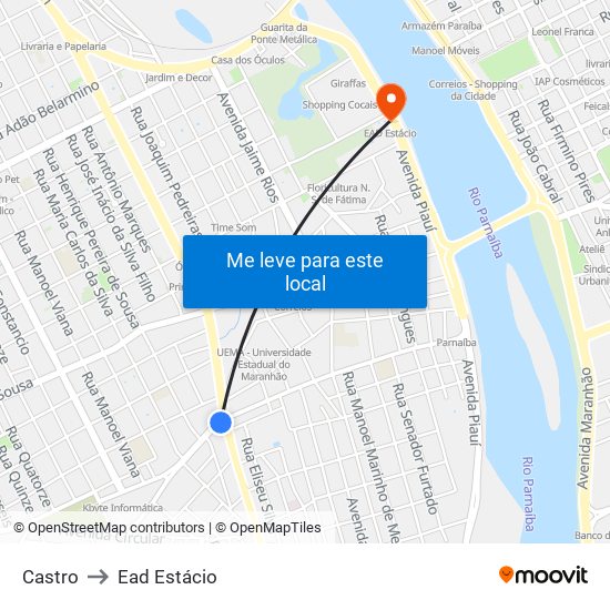 Castro to Ead Estácio map