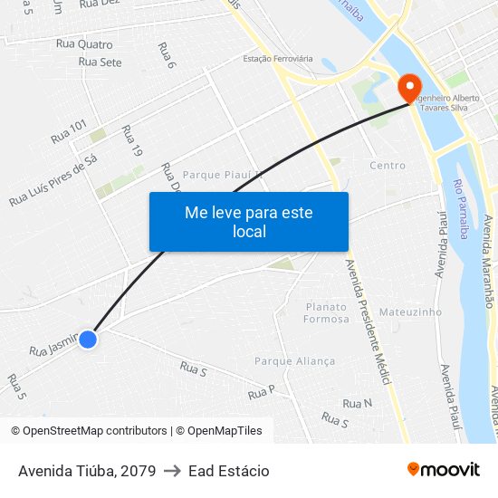 Avenida Tiúba, 2079 to Ead Estácio map