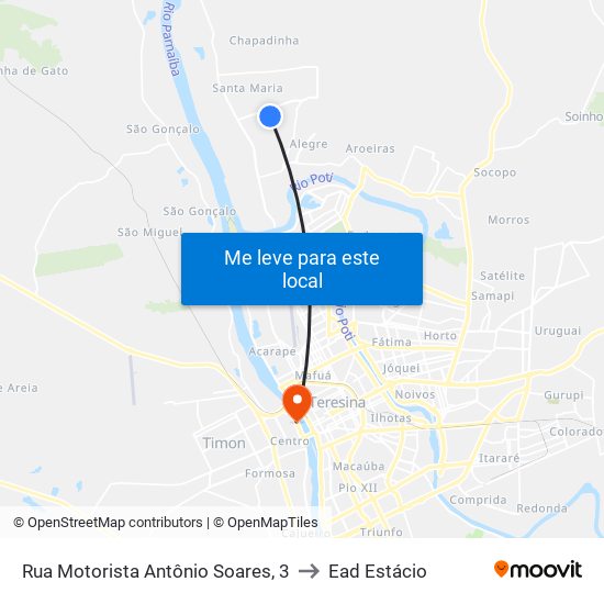 Rua Motorista Antônio Soares, 3 to Ead Estácio map