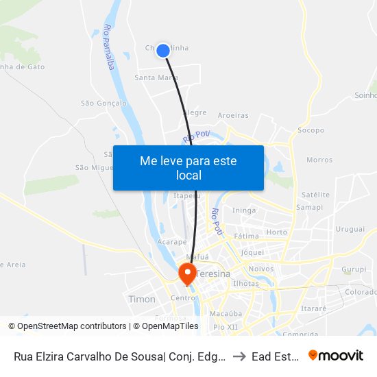 Rua Elzira Carvalho De Sousa| Conj. Edgar Gayoso to Ead Estácio map