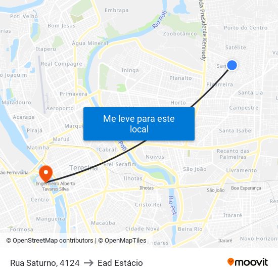 Rua Saturno, 4124 to Ead Estácio map