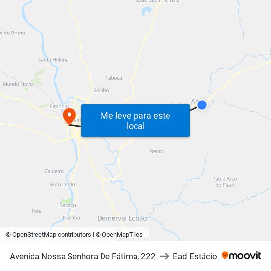 Avenida Nossa Senhora De Fátima, 222 to Ead Estácio map