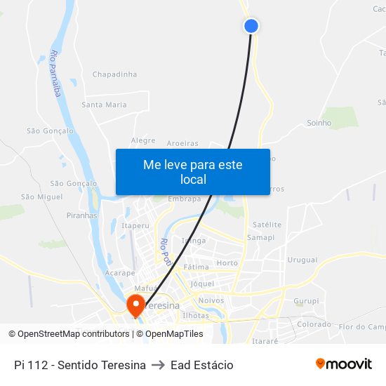 Pi 112 - Sentido Teresina to Ead Estácio map