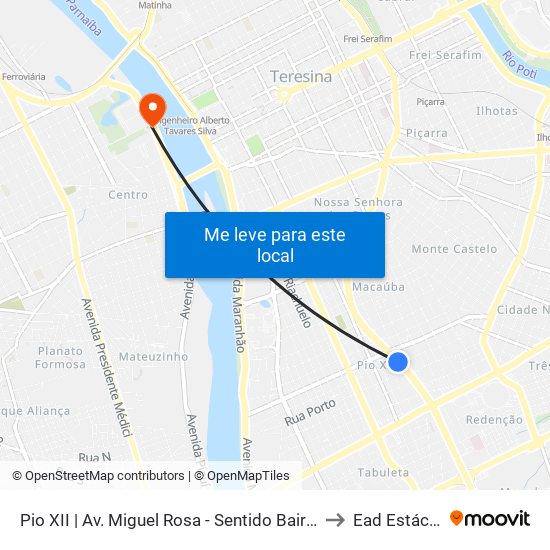Pio XII | Av. Miguel Rosa - Sentido Bairro to Ead Estácio map