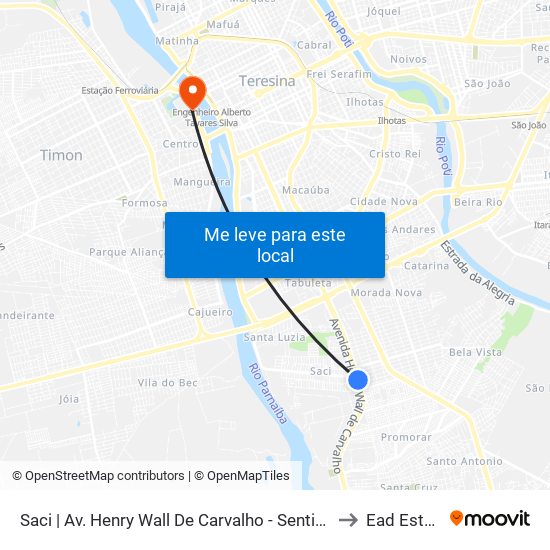 Saci | Av. Henry Wall De Carvalho - Sentido Centro to Ead Estácio map