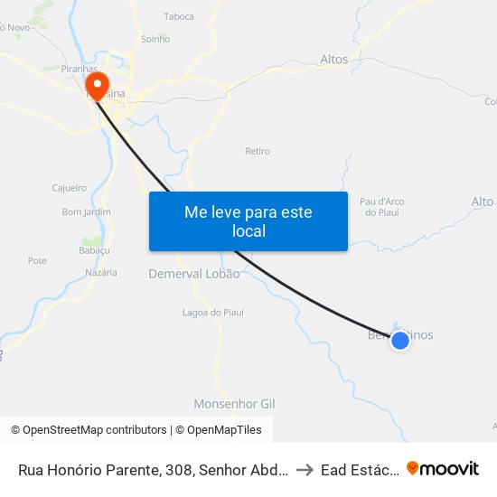 Rua Honório Parente, 308, Senhor Abdias to Ead Estácio map