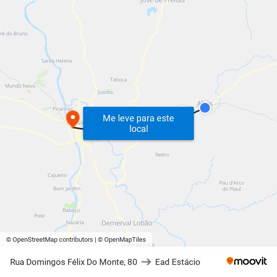 Rua Domingos Félix Do Monte, 80 to Ead Estácio map