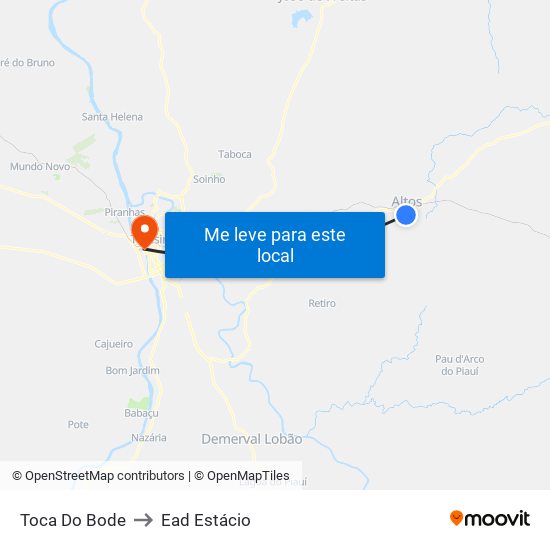 Toca Do Bode to Ead Estácio map